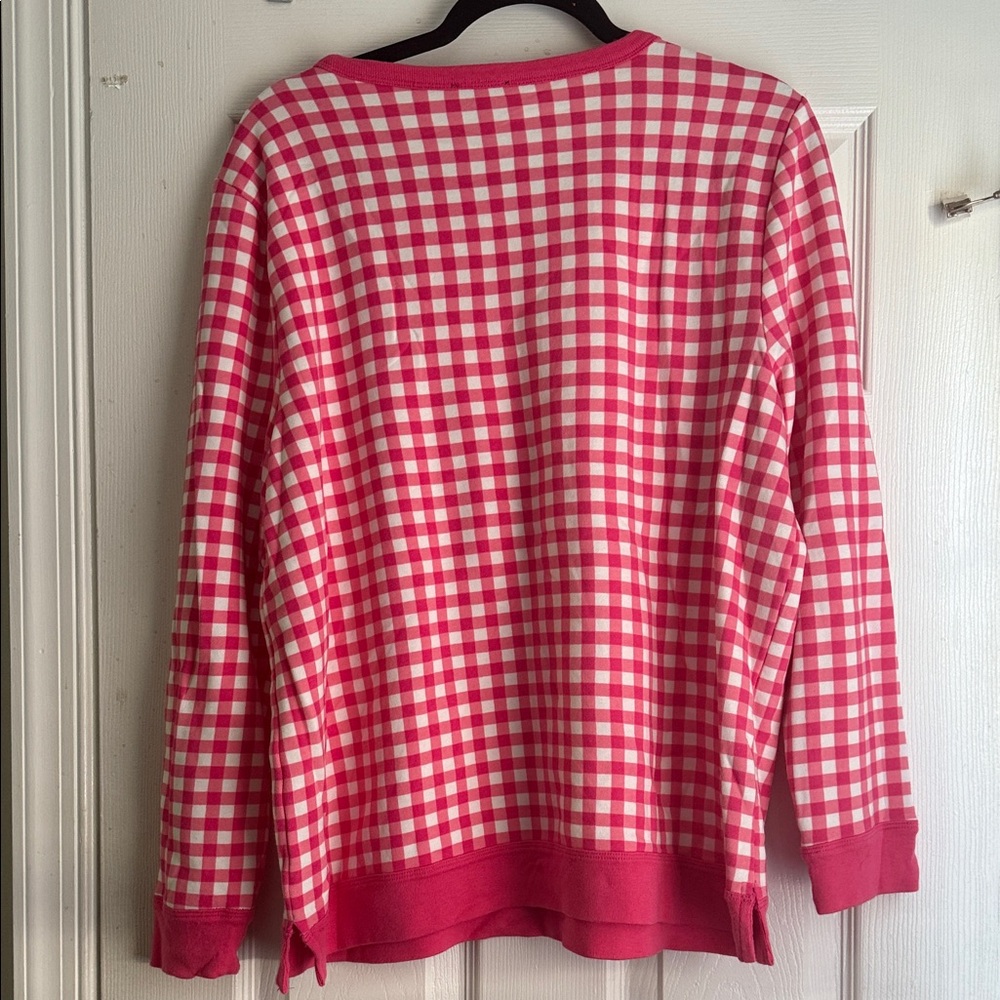 Talbots Pink and White Checkered Sweatshirt - Picture 6 of 6